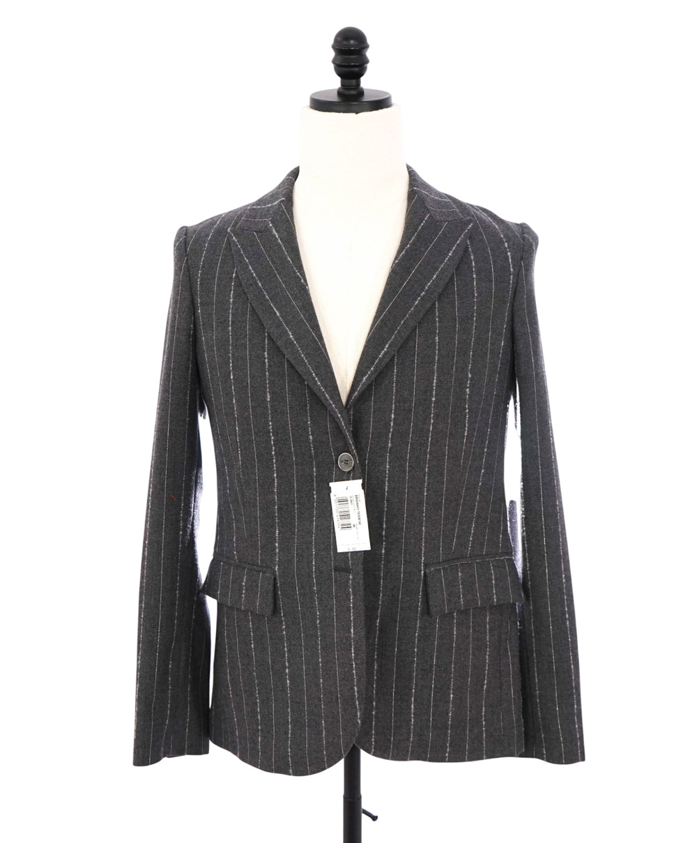 $1,195 ELEVENTY - Gray Flannel Wool/Elastane Blazer - 8 US